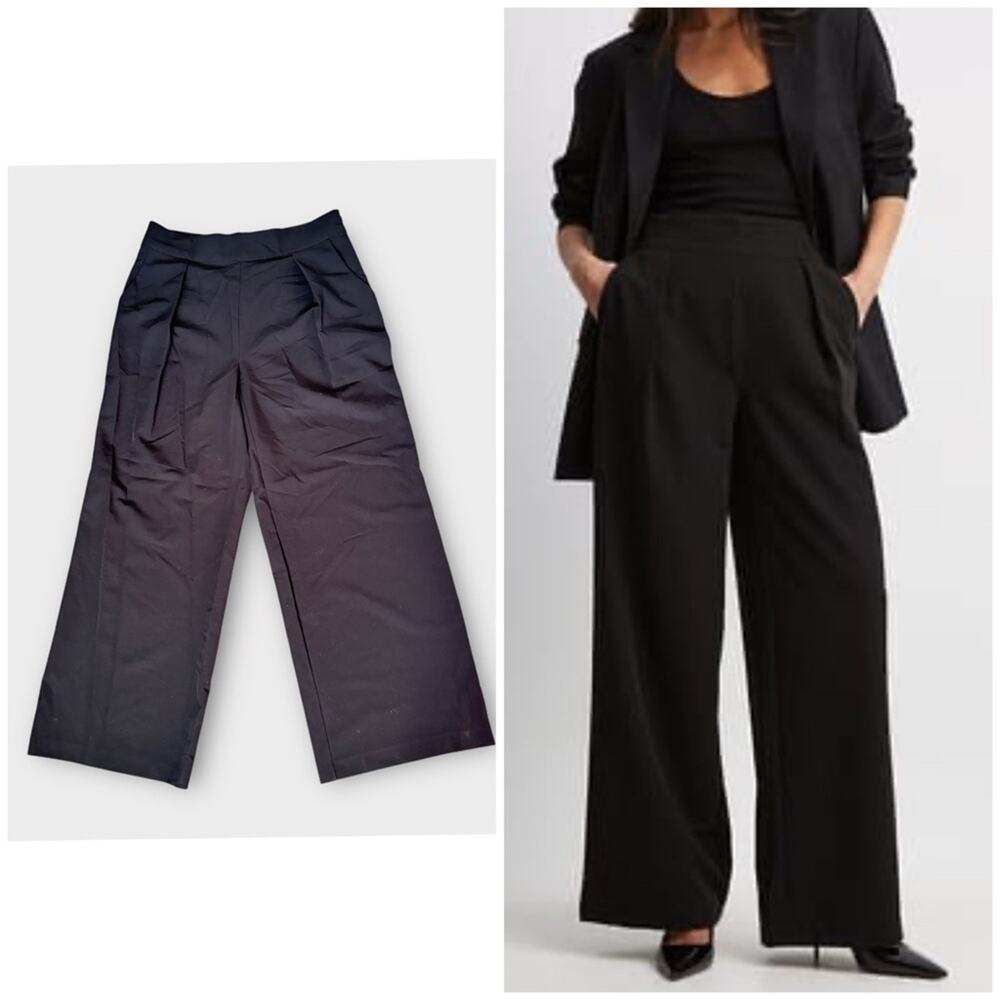 NEW NA-KD black wide leg trouser suit pants